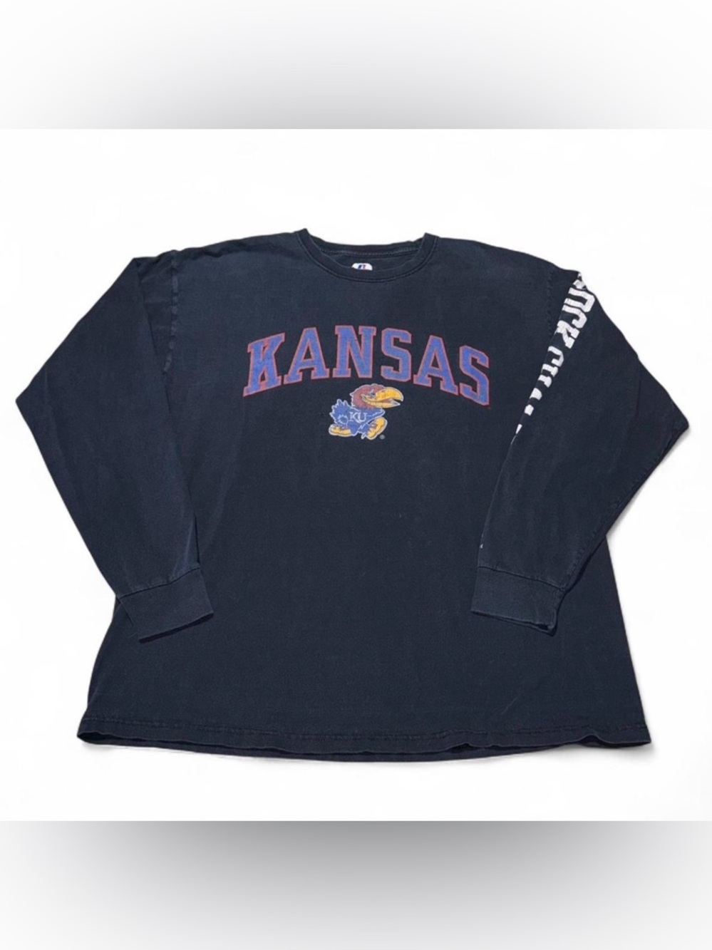Russell Athletic Black Long-Sleeve Kansas Crewneck Tee